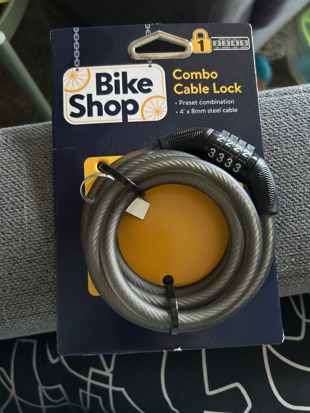Bike Shop Combo Cable Lock - Gray with Black Dial